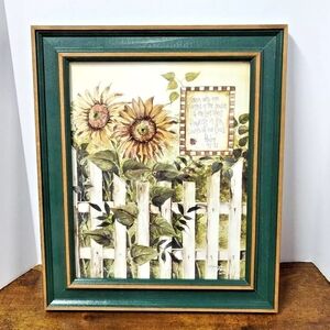 Framed Sunflower Garden Art Print, Christian Psalm 92:12, Green, 10.5" x 12.5"